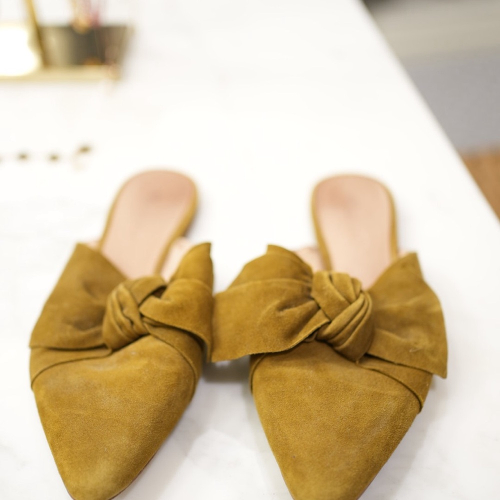 Madewell Mustard Bow Mules